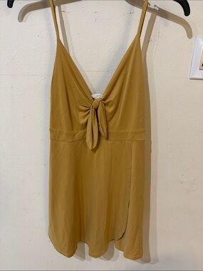 Tie-Front Spaghetti Strap Romper in Mustard